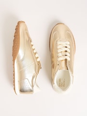 Friends Like These Gold Slim Lace Up Retro Runner Sports Trainers - Image 1 of 1