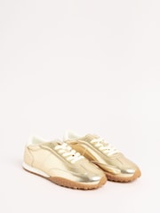 Gold - Friends Like These Slim Lace Up Retro Runner Sports Trainers - Bild 4 von 5