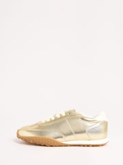 Gold - Friends Like These Slim Lace Up Retro Runner Sports Trainers - Bild 5 von 5