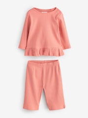 Pink 2 Pocket Ribbed Frill Set - Image 1 of 1