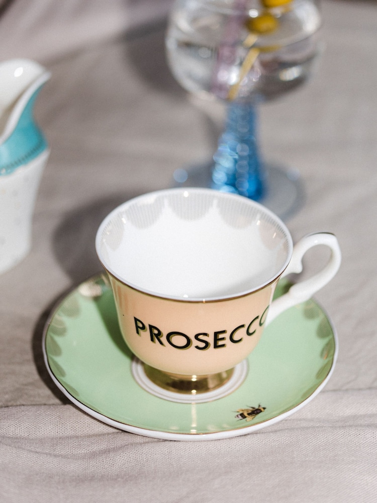 Yvonne Ellen Multi Boozy Prosecco Teacup and Saucer - Image 2 of 3