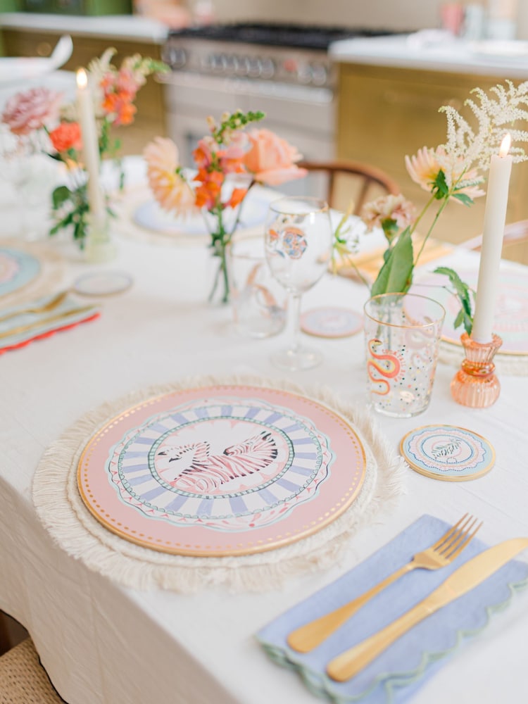 Yvonne Ellen Set of 4 Multi Corkback Round Placemats - Image 1 of 6