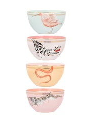 Yvonne Ellen Set of 4 Multi Animal Cereal Bowls - Image 2 of 5