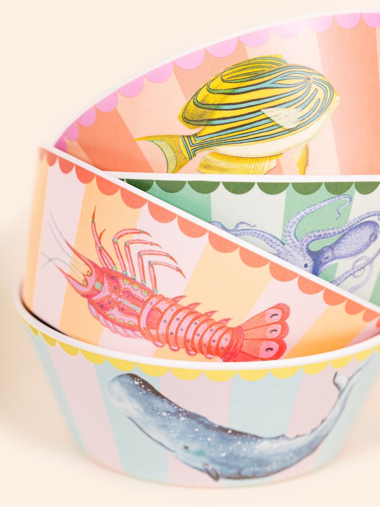 Yvonne Ellen Set of 4 Multi Melamine Picnic Bowls - Image 3 of 3