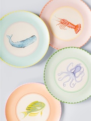 Yvonne Ellen Set of 4 Multi Melamine Picnic Dinner Plates - Image 1 of 6