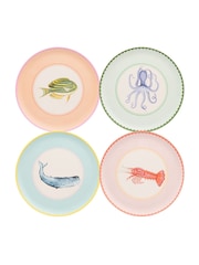 Yvonne Ellen Set of 4 Multi Melamine Picnic Dinner Plates - Image 2 of 6
