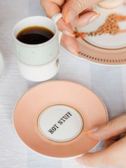 Yvonne Ellen Set of 2 Multi Slogan Espresso Cup and Saucer - Image 4 of 6
