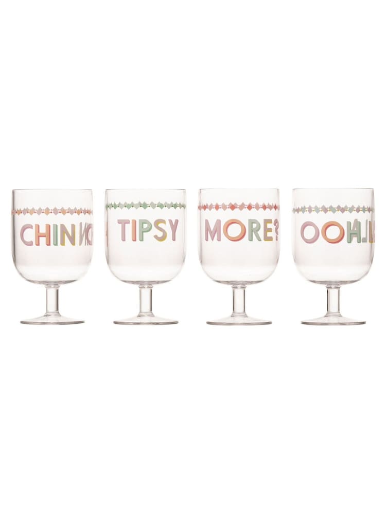 Yvonne Ellen Set of 4 Clear Picnic Wine Glasses - Image 2 of 6