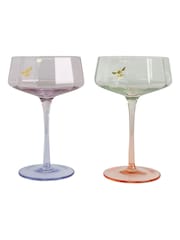 Yvonne Ellen Set of 2 Multi Bee Coupe Glasses - Image 7 of 7