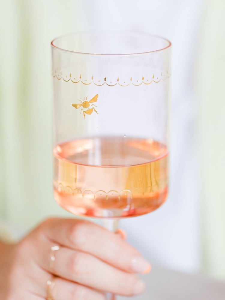 Yvonne Ellen Set of 2 Multi Bee Wine Glasses - Image 2 of 7