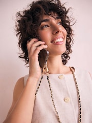 Black/Gold Tone Across Body Phone Strap - Image 1 of 8