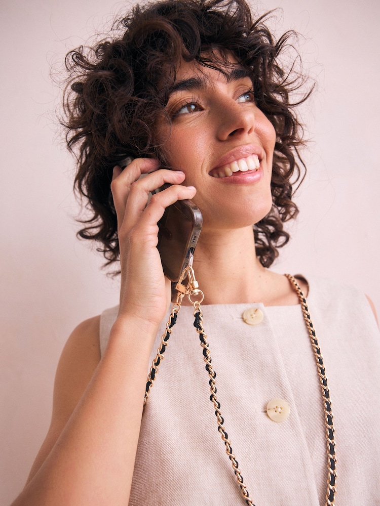 Black/Gold Tone Across Body Phone Strap - Image 1 of 8