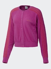 Rosa - adidas Originals Fluffy 3-Stripes Cardigan - Imagen 1 de 2