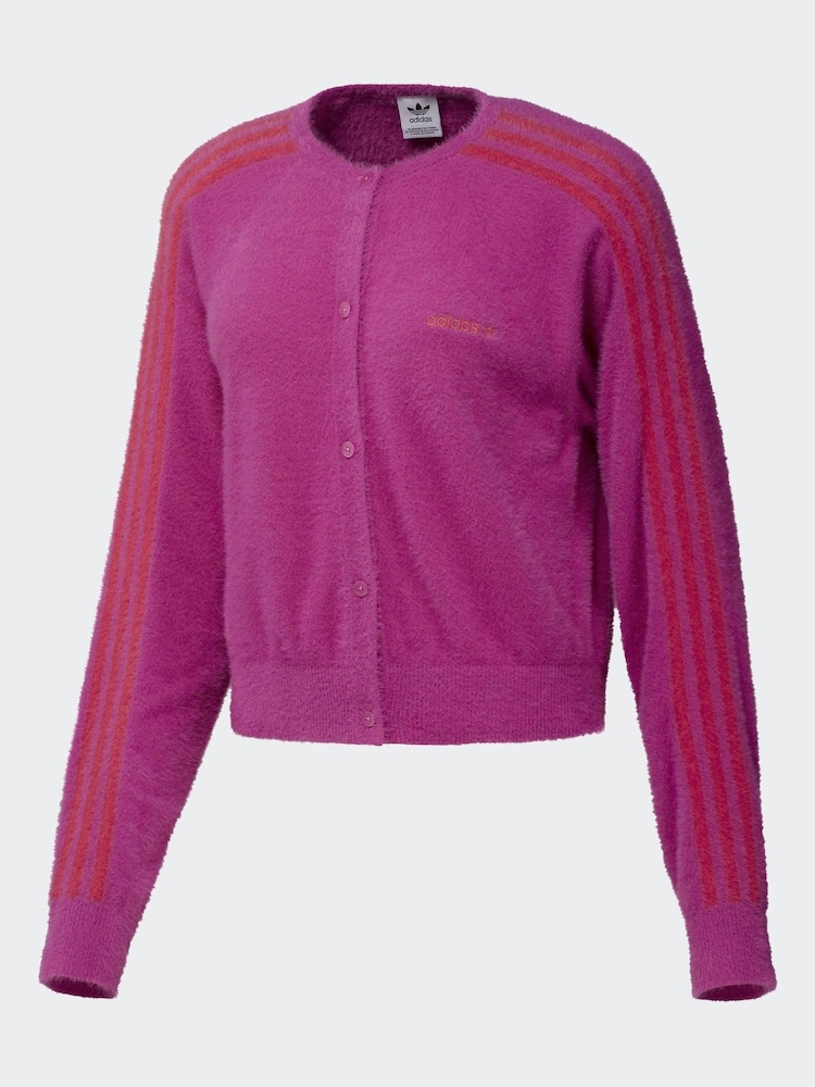Rosa - adidas Originals Fluffy 3-Stripes Cardigan - Imagen 1 de 2