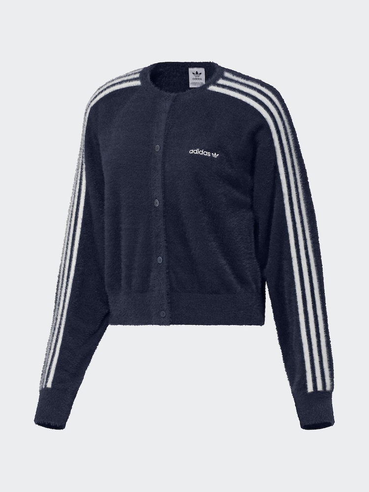 Azul - adidas Originals Fluffy 3-Stripes Cardigan - Imagen 1 de 2