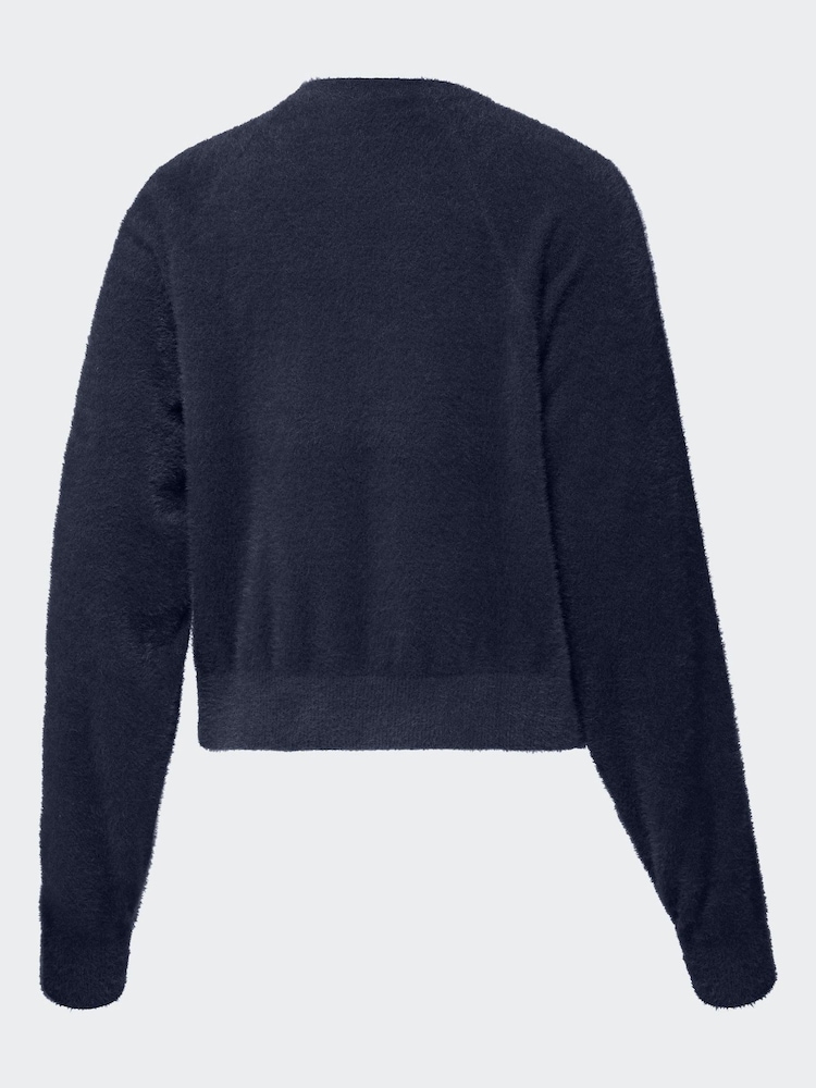 Azul - adidas Originals Fluffy 3-Stripes Cardigan - Imagen 2 de 2