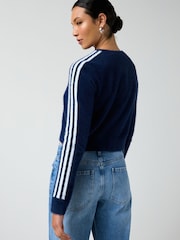 adidas Originals Blue Fluffy 3-Stripes Cardigan - Image 3 of 7