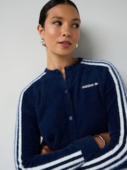 adidas Originals Blue Fluffy 3-Stripes Cardigan - Image 5 of 7