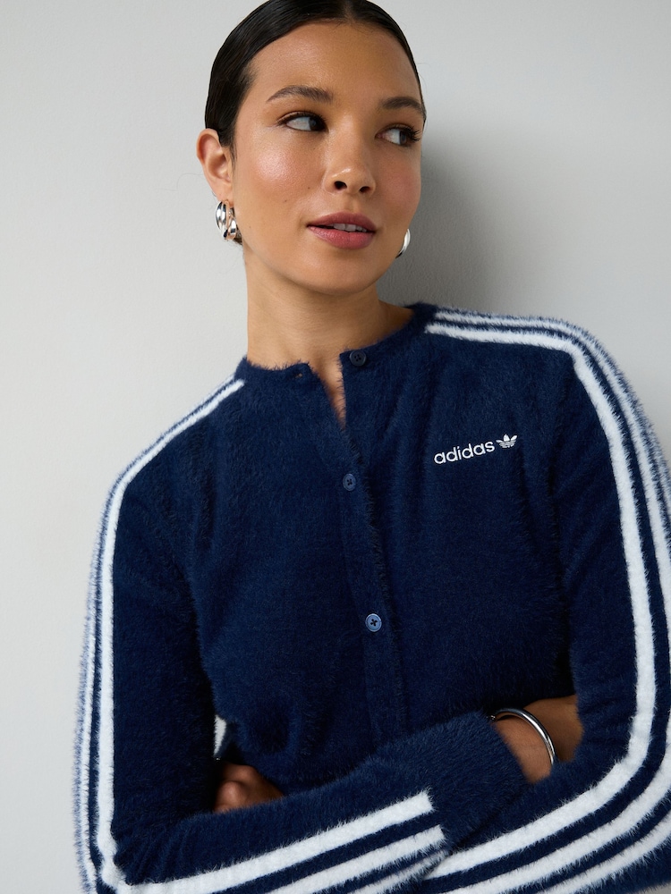 Buy adidas Originals Blue Fluffy 3-Stripes Cardigan from Next USA