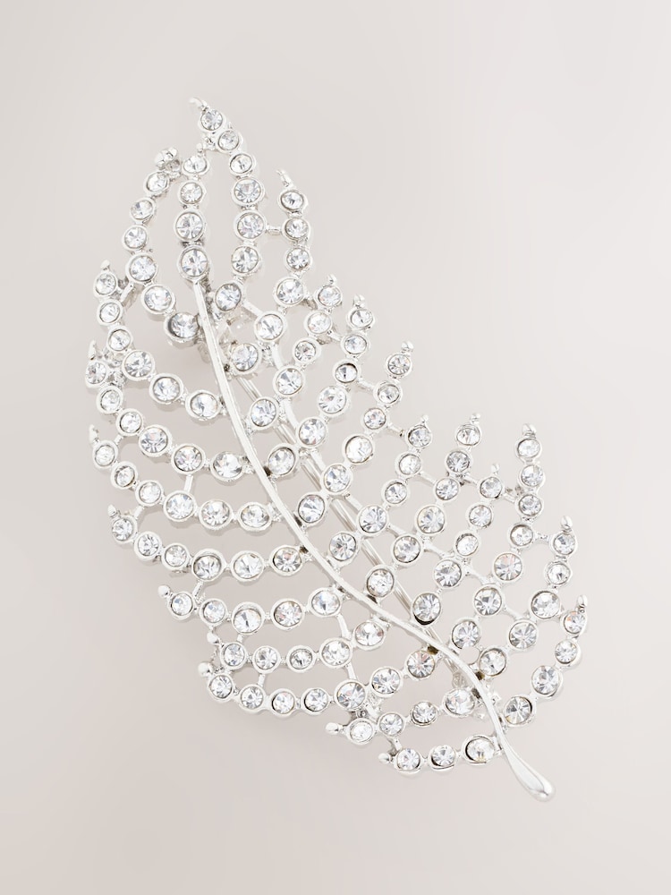 Silver Tone Sparkle Feather Brooch - Image 1 of 2