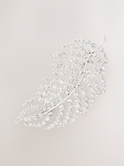 Silver Tone Sparkle Feather Brooch - Image 2 of 2