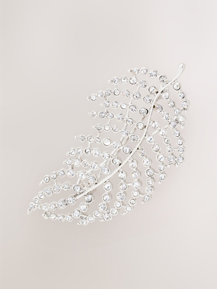 Silver Tone Sparkle Feather Brooch - Image 2 of 2