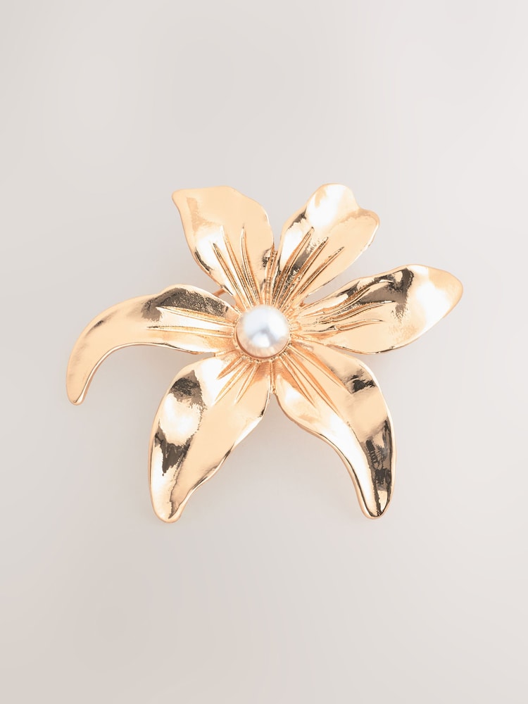 Gold Tone Flower Brooch - Image 1 of 3