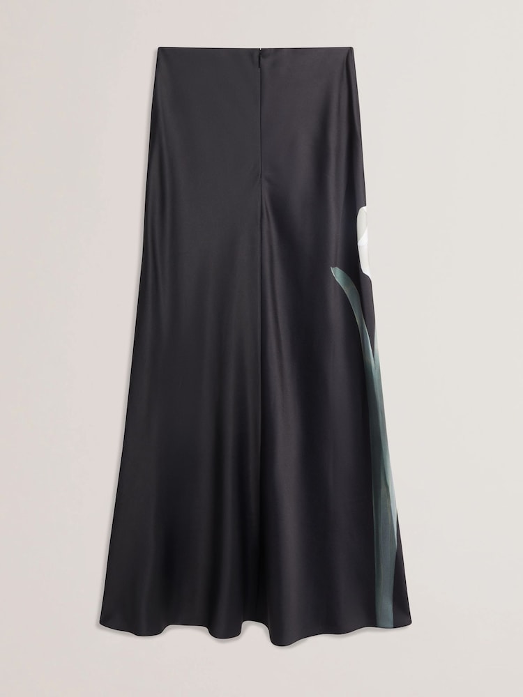 Ted Baker Black Zionna-Satin Printed Maxi Skirt - Image 5 of 5