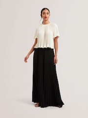 Ted Baker White Agara-Pleated Short Sleeve Blouse - Image 3 of 8