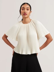 Ted Baker White Agara-Pleated Short Sleeve Blouse - Image 4 of 8