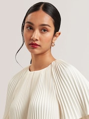 Ted Baker White Agara-Pleated Short Sleeve Blouse - Image 5 of 8