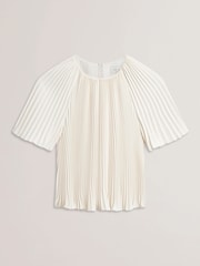 Ted Baker White Agara-Pleated Short Sleeve Blouse - Image 7 of 8