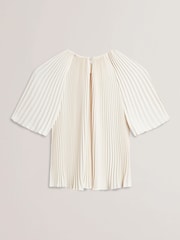 Ted Baker White Agara-Pleated Short Sleeve Blouse - Image 8 of 8