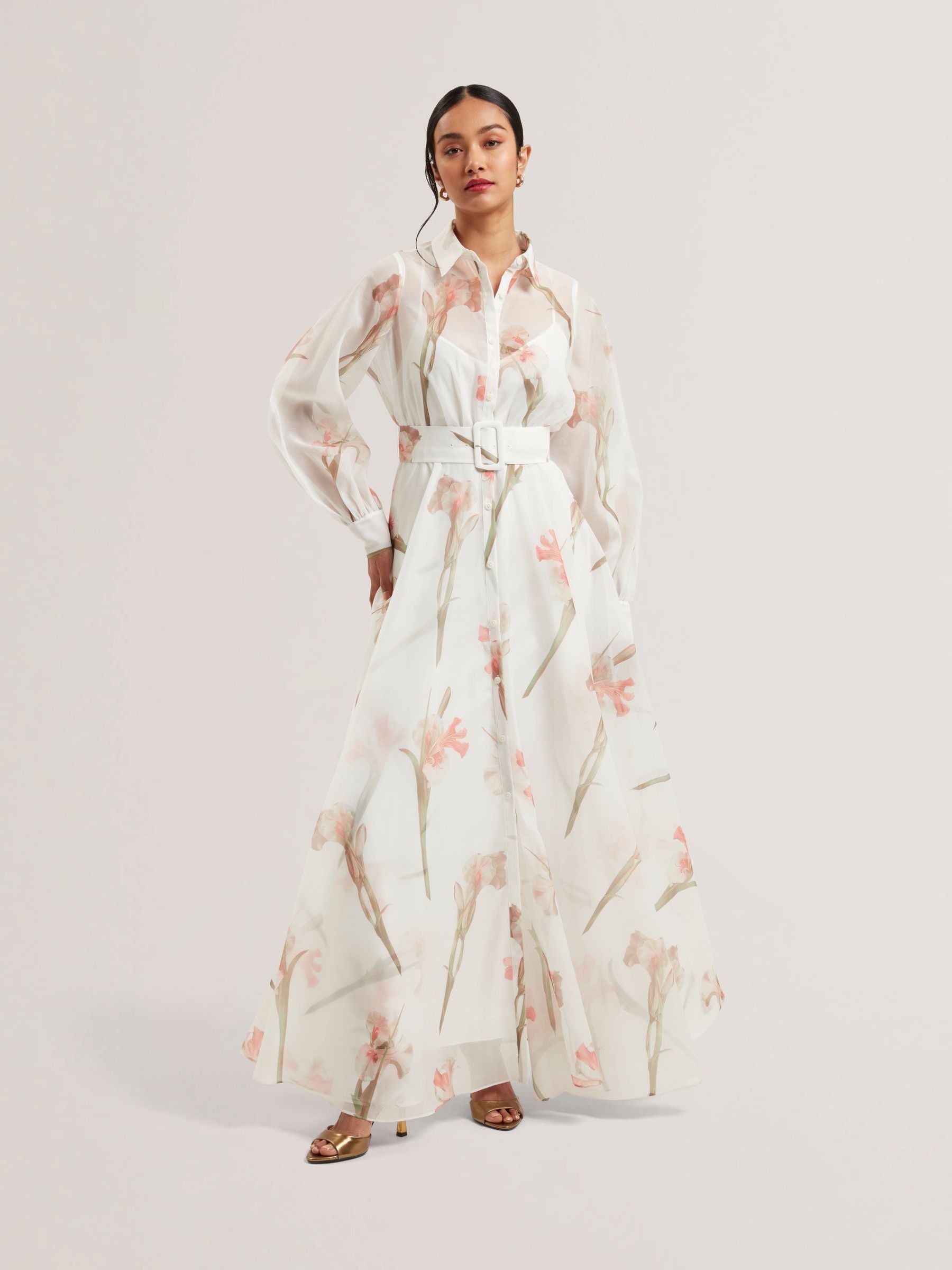 ted baker liorra printed organza dress Buy Ted Baker White Liorral-Printed Organza Belted Maxi Dress from Next  Denmark