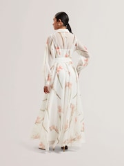 Ted Baker White Liorral-Printed Organza Belted Maxi Dress - Image 4 of 6