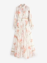 Ted Baker White Liorral-Printed Organza Belted Maxi Dress - Image 5 of 6