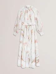 Ted Baker White Liorral-Printed Organza Belted Maxi Dress - Image 6 of 6