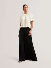 Ted Baker Black Haryx-Pleated Wide Leg Crepe Trousers - Image 1 of 5