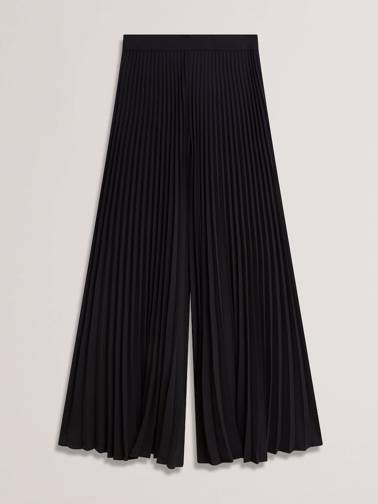 Ted Baker Black Haryx-Pleated Wide Leg Crepe Trousers - Image 4 of 5