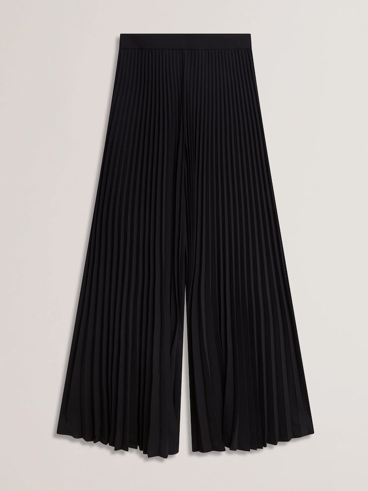 Ted Baker Black Haryx-Pleated Wide Leg Crepe Trousers - Image 5 of 5