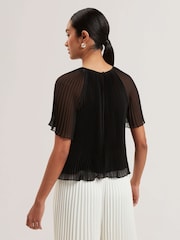 Ted Baker Black Agara-Pleated Short Sleeve Blouse - Image 2 of 5