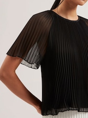 Ted Baker Black Agara-Pleated Short Sleeve Blouse - Image 3 of 5