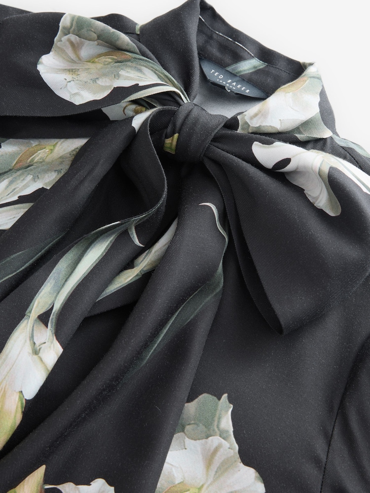 Ted Baker Black Zakiier-Printed Scarf Detail Long Sleeve Blouse - Image 7 of 8