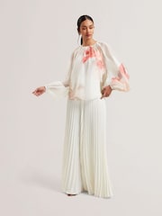 Ted Baker White Eriana Organza Puff Sleeve Blouse - Image 1 of 6