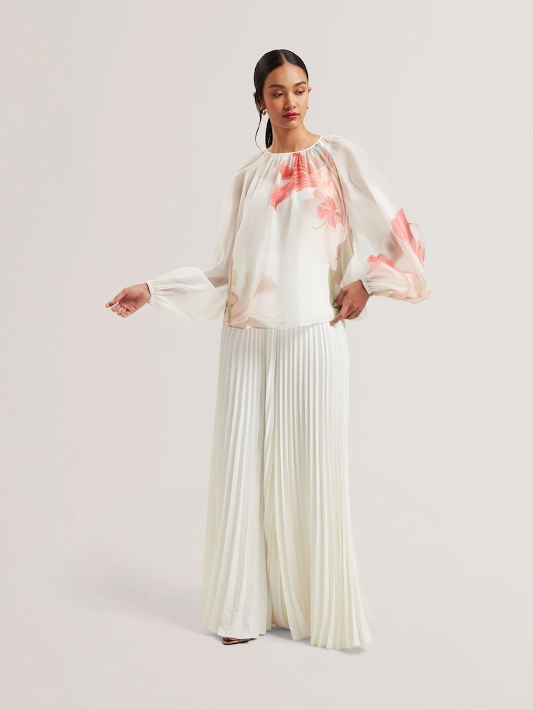 Ted Baker White Eriana Organza Puff Sleeve Blouse - Image 1 of 6