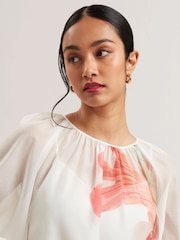 Ted Baker White Eriana Organza Puff Sleeve Blouse - Image 3 of 6