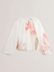 Ted Baker White Eriana Organza Puff Sleeve Blouse - Image 5 of 6