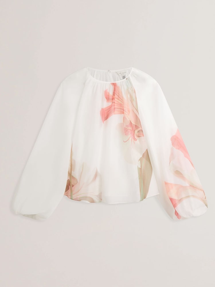 Ted Baker White Eriana Organza Puff Sleeve Blouse - Image 5 of 6