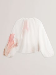Ted Baker White Eriana Organza Puff Sleeve Blouse - Image 6 of 6