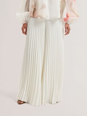أبيض - Ted Baker Haryx-Pleated Wide Leg Crepe Trousers - صورة 4 من 8